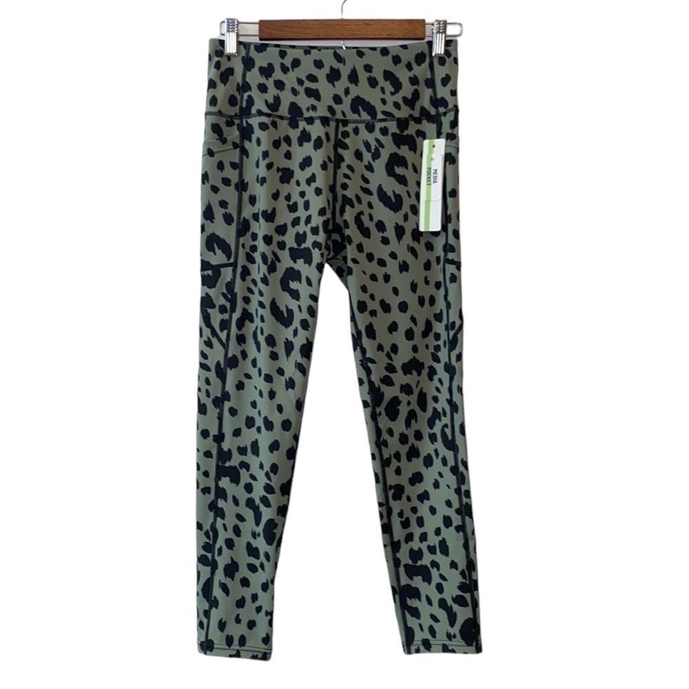 Nicole Miller Green and Black Leopard Print Pants